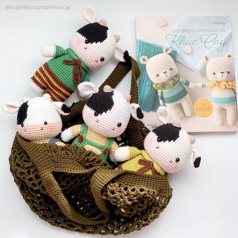 CROCHET PATTERN: Lucky the cow English, French, Vietnamese/ amigurumi cow/ crochet cow/ instant download pattern image 5