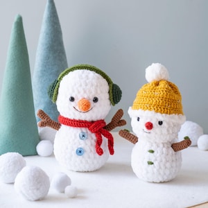 Caro and Toma the Snowman - Crochet tutorial (French/English/Vietnamese), PDF tutorial to download, amigurumi Christmas