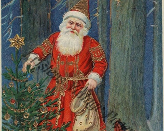Digital Download File GLAEDELIG JUL Norway Christmas Santa Digital Image File 1910s Vintage Postcard Holiday Printable Scrapbooking Collage