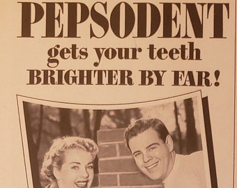 1951 PEPSODENT Zahnpasta Zahnpasta Zahngesundheit Hellere Zähne Vintage Print Ad