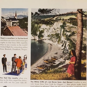 1947 PAN AMERICAN WORLD Flieger Clipper Flugzeug Europa Air Travel Vintage Print Werbung