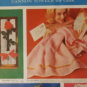 1959 CANNON TOWELS Bath Towel Christmas Gifts Vintage Print Ad