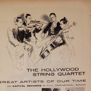 1955 CAPITOL RECORDS The Hollywood String Quartet Music Recordings Vintage Print Ad