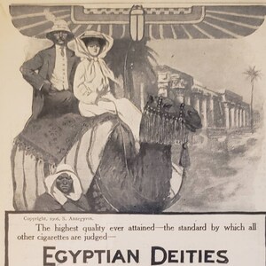 did ancient egyptians smoke tobacco 1906 EGYPTIAN DEITIES CIGARETTES Smoking Egypt Camel Vintage Print Ad New World Drugs in Old