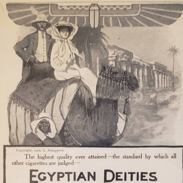 1906 EGYPTIAN DEITIES CIGARETTES Tobacco Smoking Egypt Camel Vintage Print Ad