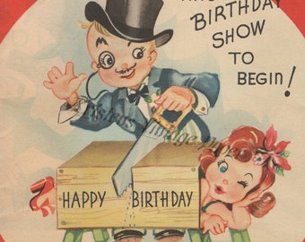 Instant Digital Download BIRTHDAY CARD Magic Show Magician Vintage Digital Image File Printable Scrapbooking Collage Crafting