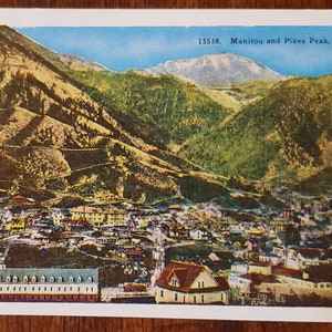 Cartão Postal MANITOU COLORADO Pike's Peak Bird's Eye View Vintage