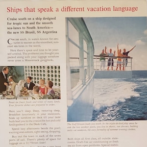 1959 MOORE MCCORMACK LINES Cruise Ship South America Brasil Argentina Vacation Travel Vintage Print Ad