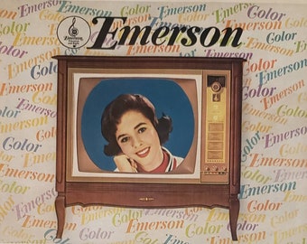 1964 EMERSON Color Television Portable TV Set Vintage Print Ad