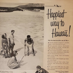 1950 PAN AMERICAN World Airways Airlines Air Travel Hawaii Clippers Airplane Sleeperette Vintage Print Ad