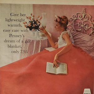 1958 JCPENNEY Penney's Avisco Acrilan Bed Blanket Bedroom Bedding Household Vintage Print Ad