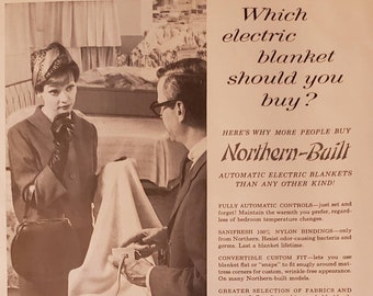 1961 NORTHERN ELECTRIC COMPANY Automatic Electric Blanket Shopping Household Vintage Print Ad Etsy