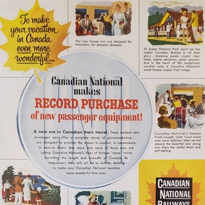 1954 CANADIAN NATIONAL RAILWAYS New Passenger Train Equipment Canada Travel Vintage Print Ad