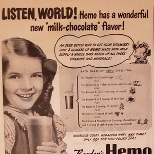 1946 BORDEN&#39;S Milk Chocolate Drink Health Girl Drink Nutrition Vintage Print Ad
