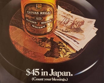 1985 CHIVAS REGAL Blended Scotch Whisky Alcohol Japan Price Japanese Yen Money Vintage Print Ad