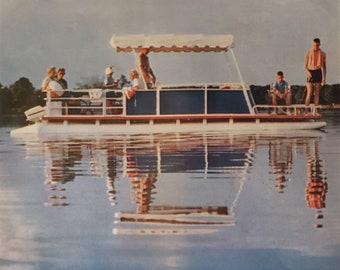 1961 USS United States Steel Sports Equipment Pontoon Boat Vintage Print Ad
