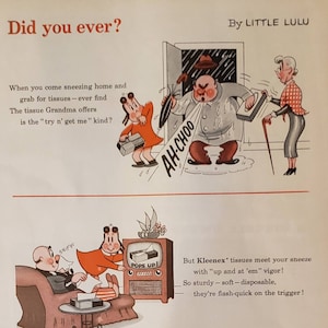 1954 KLEENEX Tissues Health Hygiene Little Lulu Vintage Print Ad