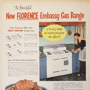 1951 FLORENCE Embassy Gas Range Stove Oven Kitchen Appliance Vintage Print Ad