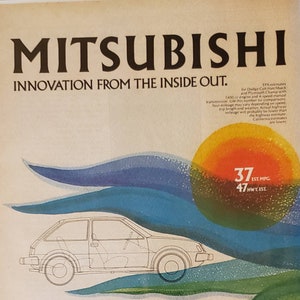 1980 MITSUBISHI MCA-JET System Innovation Japanese Car Auto Vintage Print Ad