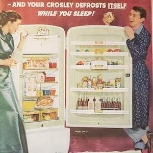 1951 CROSLEY SHELVADOR Refrigerator Defrosting Kitchen Appliance Vintage Print Ad