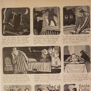 1943 SANKA COFFEE Beverage Drink Flavor Sleep Cartoon World War 2 Vintage Print Ad