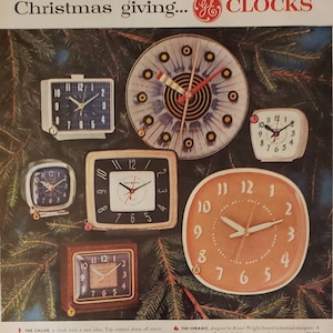 1954 GE General Electric Clock Faces Clocks Christmas Gifts Vintage Print Ad