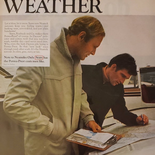 1968 SEARS NEATNIKS Perma-Prest Mens Surcoats Jacket Clothing Fashion  Vintage Print Ad