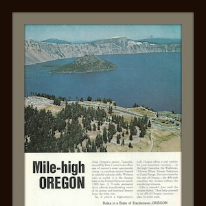 1968 OREGON Crater Lake - Vintage Ad - Tourism - Travel - OR - Retro - 1960s - Wall Decor