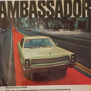 1967 AMERICAN MOTORS Ambassador 990 4 Door Sedan Auto Automobile Car Cars Red Carpet Ride Vintage Print Ad