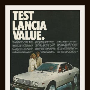 1978 LANCIA CAR - Vintage Ad - Car - Automobile - 1970s - Value - Vehicle - Italian - Import - Retro Ad - Wall Decor