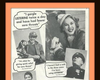 1937 LISTERINE - Vintage Ad - Antiseptic - Health - Gargle - Gargle - Germs - Sore Throat - Cold Prevention - Retro - 1930s - Wall Decor