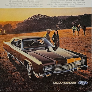 1970 LINCOLN CONTINENTAL Reklama zabytkowa, luksusowy samochód Lincoln Mercury Automobile Gift Wall Art Decor