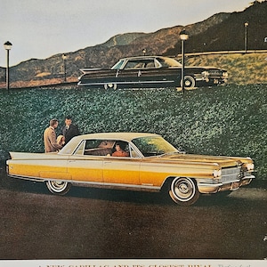 1963 CADILLAC Vintage Ad, Investment Luxury Car Automobile Buff Gift Wall Art Decor