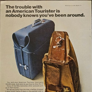 1968 AMERICAN TOURISTER Vintage Ad, Suitcase Luggage Baggage Travel Lover Gift Wall Art Decor