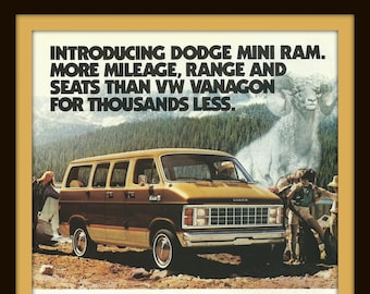 1981 DODGE MINICOMPUTER RAM - Van - auto - jaren 1980 - Retro - Dodge Min Ram Wagon 250 - Amerikaanse - Auto - Wall Decor - kunst aan de muur
