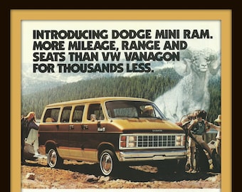 1981 DODGE MINI RAM - Van - Car - 1980s - Retro - Dodge Min Ram Wagon 250 - American - Auto - Wall Decor - Wall Art