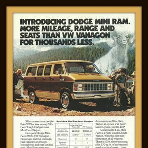 1981 DODGE MINI RAM - Van - Car - 1980s - Retro - Dodge Min Ram Wagon 250 - American - Auto - Wall Decor - Wall Art