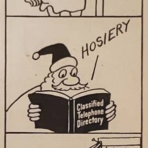 1950 YELLOW PAGES Telephone Directory Christmas Santa Hosiery Shopping Vintage Print Ad