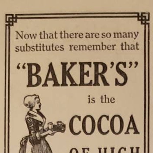 1913 BAKER'S Cocoa Drink ARNICA Tooth Soap Health 2 Vintage Print Ads