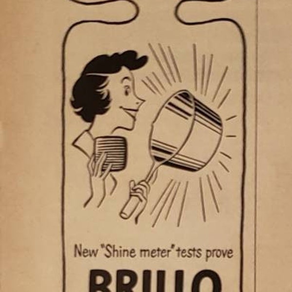 1951 BRILLO Pads Cleanser Crusty Pans Kitchen Cleaning  Vintage Print Ad
