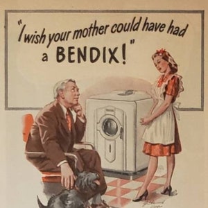 1944 BENDIX Automatic Home Laundry Washer Washing Machine Appliance Vintage Print Ad