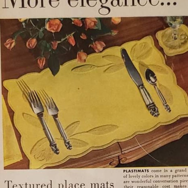 1951 VINYLITE PLASTICS Plastimats Placemats Bakelite Division Vintage Print Ad