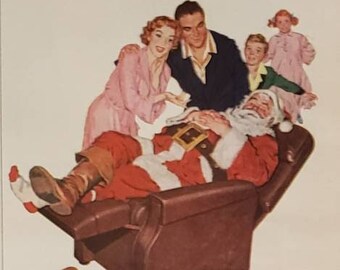 1955 BARCALOUNGER Reclining Chair Furniture Santa Christmas Vintage Print Ad
