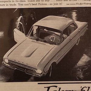 1961 FORD FALCON Car Peanuts Linus Charlie Brown Cartoon Vintage Print Ad