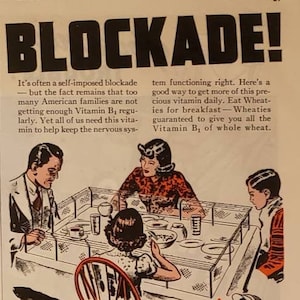 1937 WHEATIES Cereal Breakfast of Champions Blockade Vitamine B1 Family Nutrition vintage Print Ad