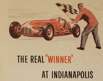 1953 CHAMPION SPARK PLUG Company Car Indianapolis 500 Mile Race Automotive Auto Vintage Print Ad