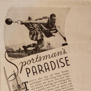1936 Associated British Railways Train Travel Great Britain Ireland Sportsman's Paradise Caber Toss Tourism Vacation Trip Vintage Print Ad