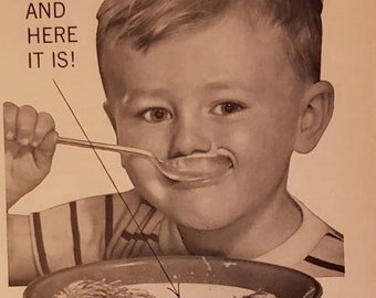 1951 NABISCO SHREDDED WHEAT Breakfast Cereal Food Boy Kids Honest Eating Vintage Print Ad