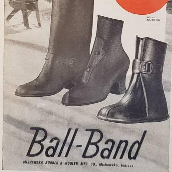 1946 BALL BAND Winter Boots Footwear Fashion Mishawaka Rubber Vintage Print Ad
