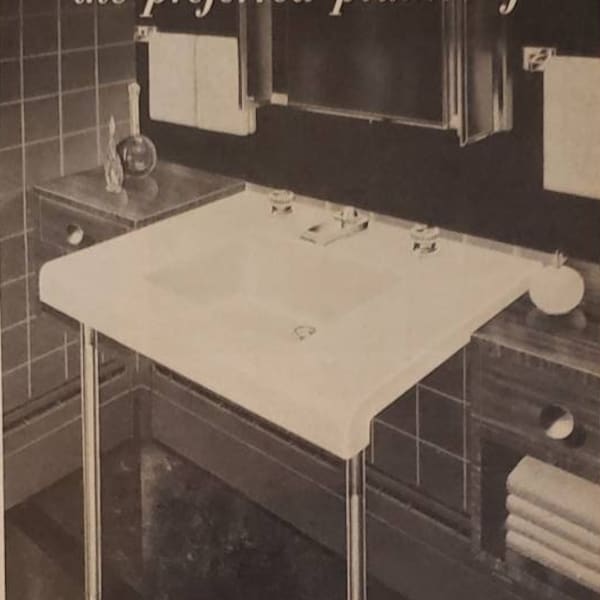 1950 CRANE Plumbing Criterion Lavatory Bathroom Sink Household Vintage Print Ad